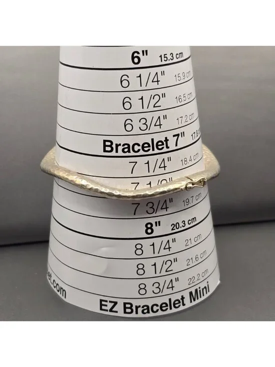 VTG Hammered Sterling Silver Bangle Bracelet Wavy Puffy Organic Statement 7.5" - Picture 10 of 10